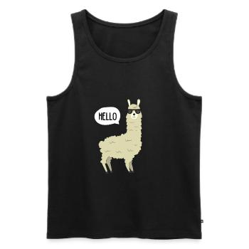 Llama - HELLO llama with sunglasses - Men's Premium Organic Tank Top - black - Front - Michal (187cm)