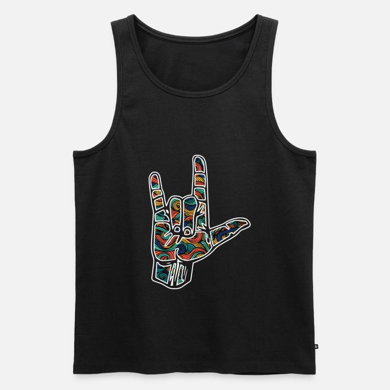 Ich liebe dich - Handzeichen - Männer Premium Bio Tank Top - Schwarz