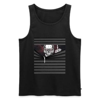 Halloween Kostüm Skelett Mittelfinger - Männer Premium Bio Tank Top - Schwarz - Vorne - Michal (187cm)