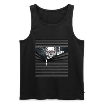 Halloween Kostüm Skelett Mittelfinger - Männer Premium Bio Tank Top - Schwarz - Vorne - Michal (187cm)