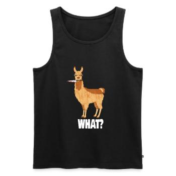 Couteau Lama What Alpaga Halloween Grumpy - Débardeur bio Premium Homme - noir - Devant - Michal (187cm)