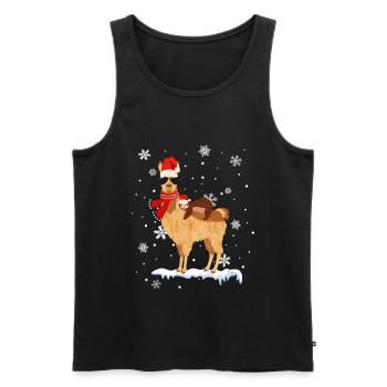 Cooles Alpaka Lama Weihnachten Deko Faultier Schne - Männer Premium Bio Tank Top - Schwarz - Vorne - AI Model Male 178 light (178cm)