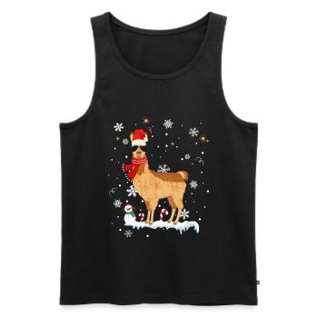 Cooles Alpaka Lama Weihnachten Deko Schneeflocken - Männer Premium Bio Tank Top - Schwarz - Vorne - AI Model Male 178 light (178cm)