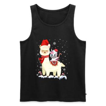 Protection de la bouche de Noël Licorne mignon alpaga lama - Débardeur bio Premium Homme - noir - Devant - Michal (187cm)