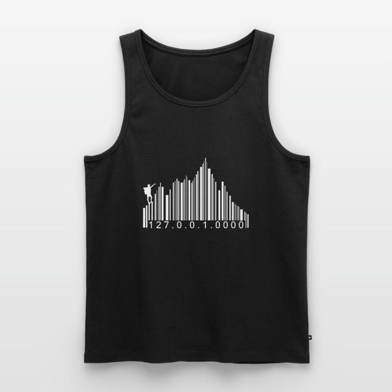 Barcode Berge Code Wandern Wanderer Strichcode Männer Premium Bio Tank Top