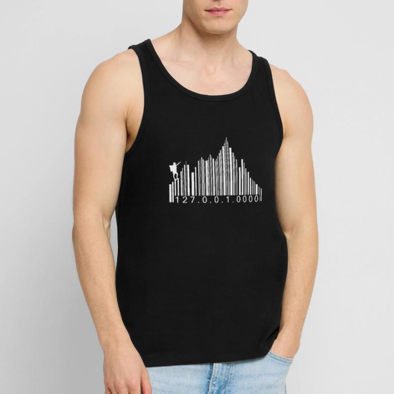 Barcode Berge Code Wandern Wanderer Strichcode Männer Premium Bio Tank Top