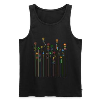 Süßes Retro Blumen Vintage Farben Muster Blume - Männer Premium Bio Tank Top - Schwarz - Vorne - AI Model Male 178 light (178cm)