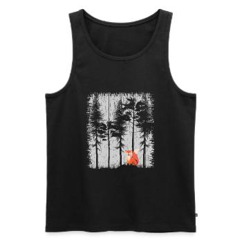 Fuchs im Wald Retro Muster Vintage Baum Wald Funny - Männer Premium Bio Tank Top - Schwarz - Vorne - AI Model Male 178 light (178cm)