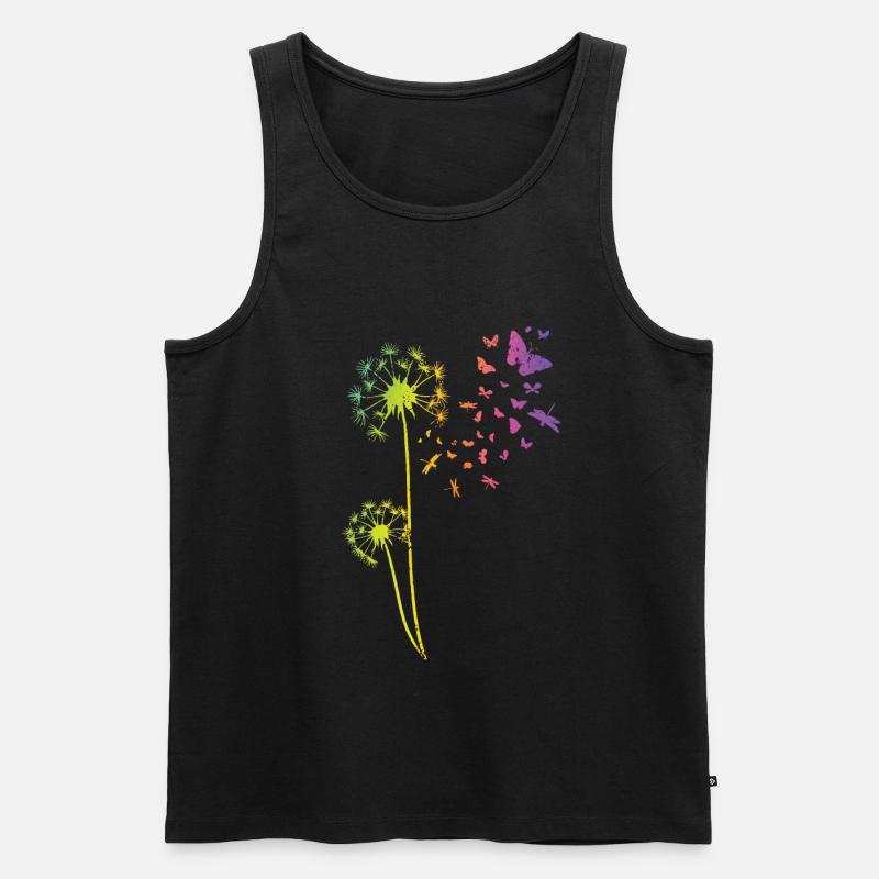 Pusteblume Tattoo Dandelion Regenbogen Löwenzahn - Männer Premium Bio Tank Top - Schwarz