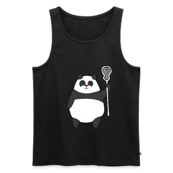 Lacrosse - Pandabär mit Lacrosseschläger - Männer Premium Bio Tank Top - Schwarz - Vorne - Michal (187cm)