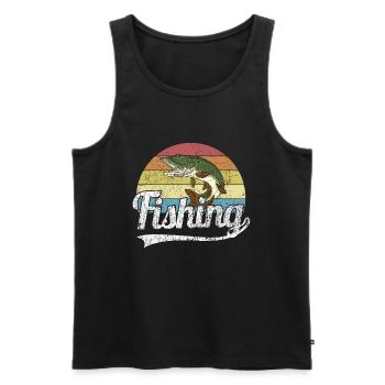 Angeln Hecht Fishing für Angler Retro Vintage - Männer Premium Bio Tank Top - Schwarz - Vorne - AI Model Male 178 light (178cm)