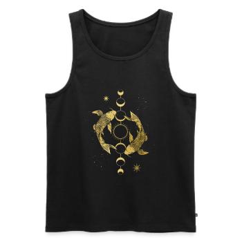 Koi Carpe lune phase lune soleil japonais poisson - Débardeur bio Premium Homme - noir - Devant - Michal (187cm)