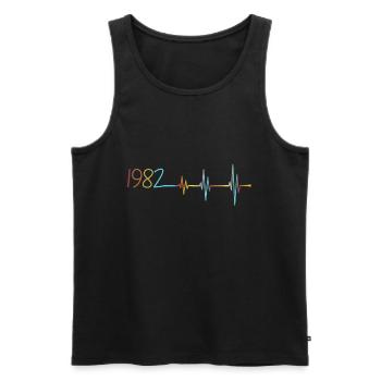 Heartbeat Retro Birthday Vintage 1982 Vintage - Men's Premium Organic Tank Top - black - Front - AI Model Male 178 light (178cm)