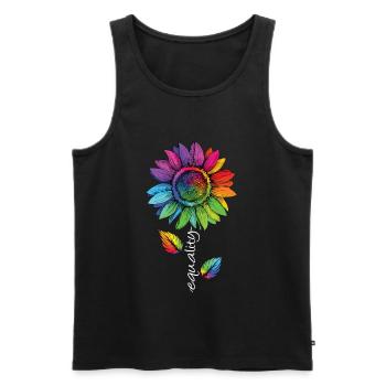 Equality LGBTQ Arc-en-ciel Tournesol Fleur CSD - Débardeur bio Premium Homme - noir - Devant - Michal (187cm)