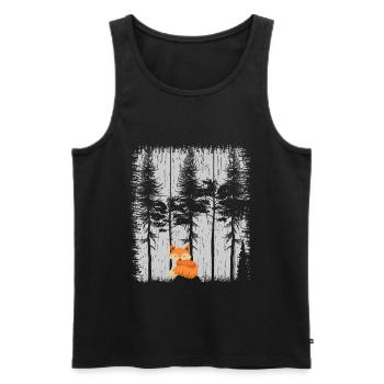 Süßer Fuchs im Wald Retro Muster Vintage Baum Wald - Männer Premium Bio Tank Top - Schwarz - Vorne - AI Model Male 178 light (178cm)
