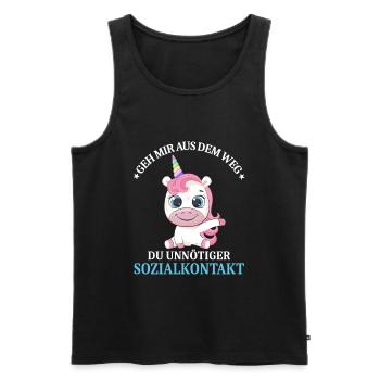 Geh us dem Weg unnötiger Sozialkontakt Einhorn - Männer Premium Bio Tank Top - Schwarz - Vorne - Michal (187cm)