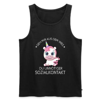 Geh us dem Weg unnötiger Sozialkontakt Einhorn - Männer Premium Bio Tank Top - Schwarz - Vorne - Michal (187cm)