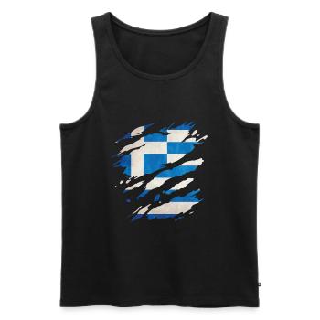 Grèce - Drapeau national, rayures, fissures - Débardeur bio Premium Homme - noir - Devant - AI Model Male 178 light (178cm)