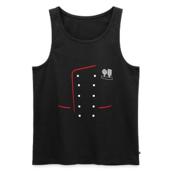 Koch - Kochjacke mit Löffel und Kabel - Männer Premium Bio Tank Top - Schwarz - Vorne - Michal (187cm)