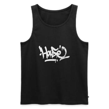 Haus Graffiti Shirt - Männer Premium Bio Tank Top - Schwarz - Vorne - Michal (187cm)