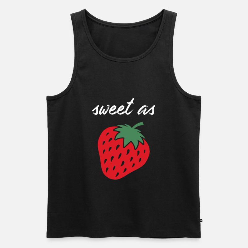 Erdbeere - Männer Premium Bio Tank Top - Schwarz