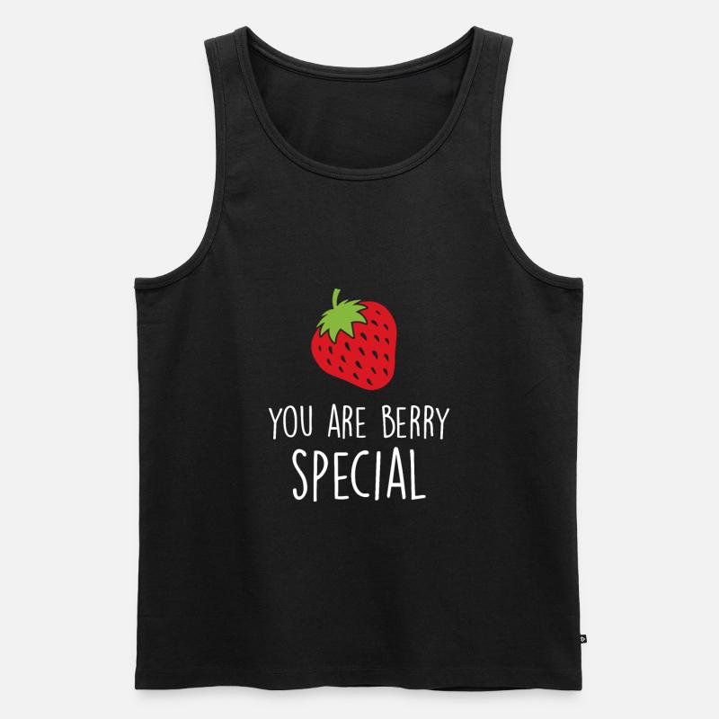Erdbeeren - Männer Premium Bio Tank Top - Schwarz