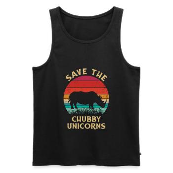 Lustig Nashorn Save The Chubby Unicorns - Männer Premium Bio Tank Top - Schwarz - Vorne - AI Model Male 178 light (178cm)
