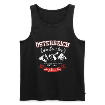 Österreich – Stolz auf die Heimat der Berge - Männer Premium Bio Tank Top - Schwarz - Vorne - Michal (187cm)