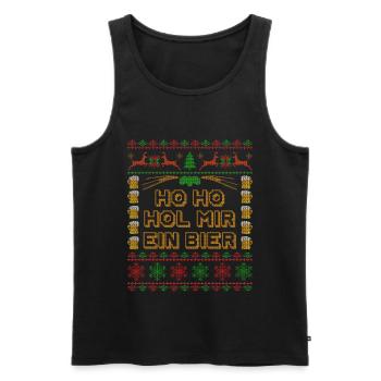 Ho Ho Hol Mir Ein Bier Ugly Christmas Sweater - Männer Premium Bio Tank Top - Schwarz - Vorne - AI Model Male 178 light (178cm)