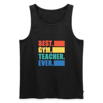 Fitnesstrainer - Männer Premium Bio Tank Top - Schwarz - Vorne - Michal (187cm)