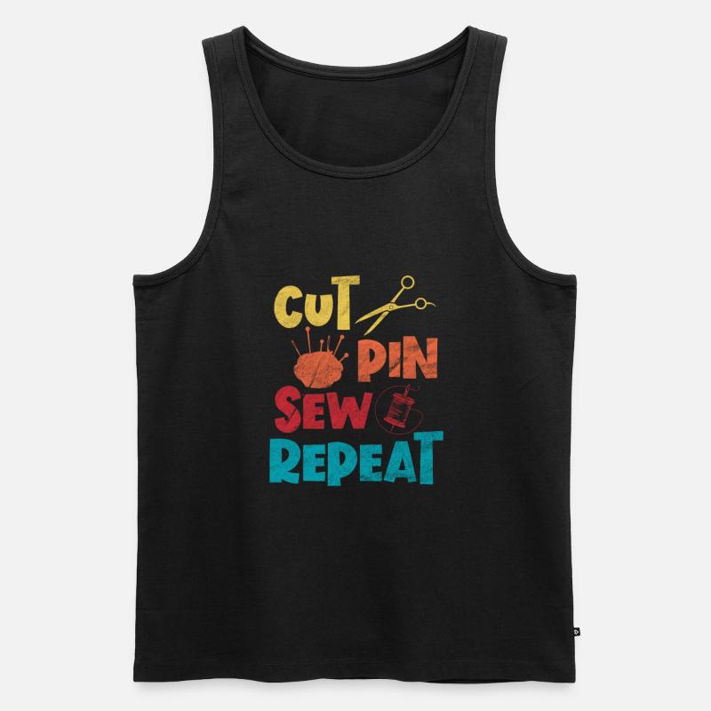 Nähen - Männer Premium Bio Tank Top - Schwarz