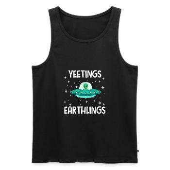 Alien Ufo Aliens Weltraum Raumschiff Geschenk - Männer Premium Bio Tank Top - Schwarz - Vorne - Michal (187cm)