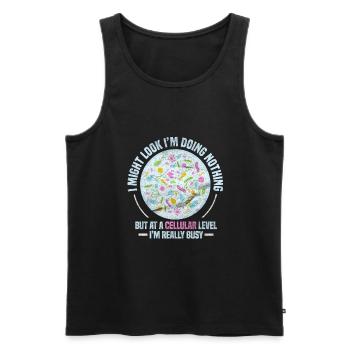 Biologie biologiste science bio laboratoire cadeau - Débardeur bio Premium Homme - noir - Devant - Michal (187cm)