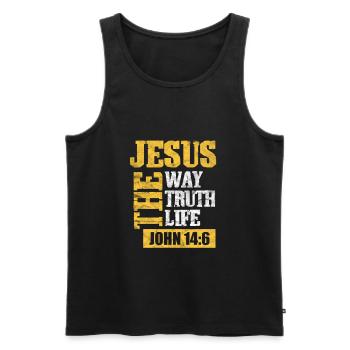 Jésus dieu christian christ religion cadeau - Débardeur bio Premium Homme - noir - Devant - Michal (187cm)