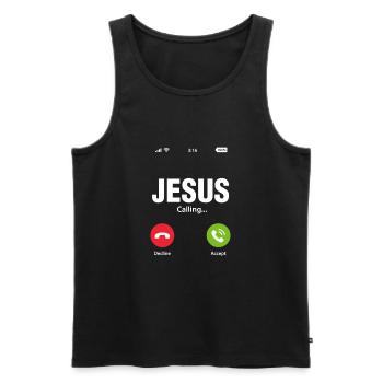 Jesus - Männer Premium Bio Tank Top - Schwarz - Vorne - Michal (187cm)