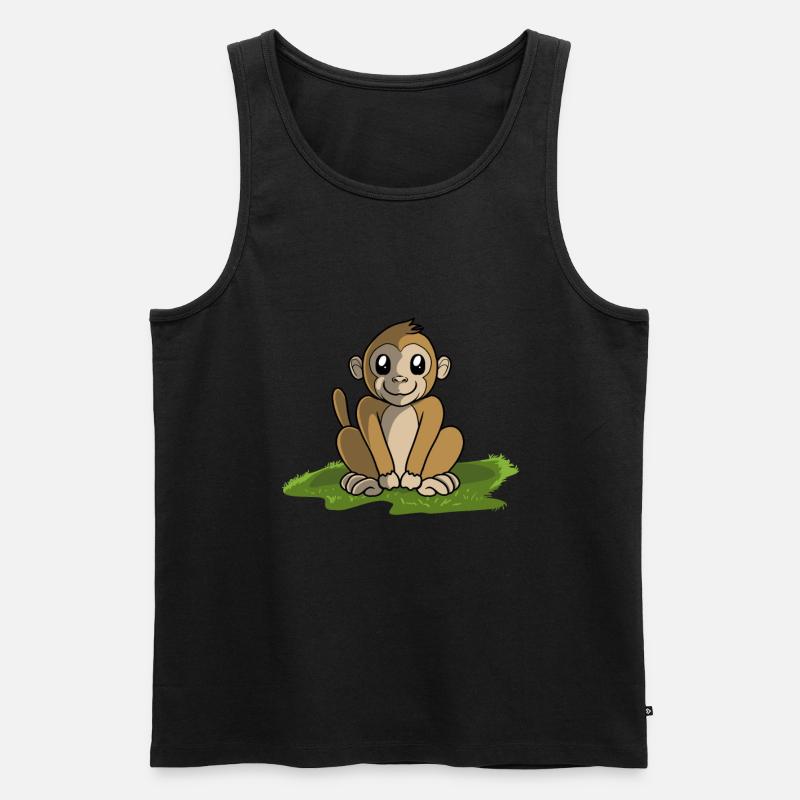 Affe Äffchen - Männer Premium Bio Tank Top - Schwarz