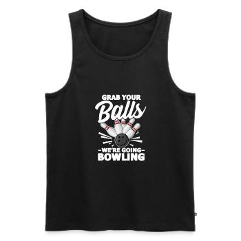 Bowling - Männer Premium Bio Tank Top - Schwarz - Vorne - AI Model Male 178 light (178cm)