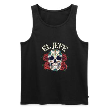 Dia De Los Muertos chef patron tête de mort Mexique - Débardeur bio Premium Homme - noir - Devant - Michal (187cm)