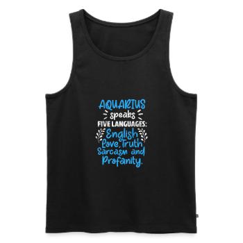 Aquarius - Men's Premium Organic Tank Top - black - Front - Michal (187cm)
