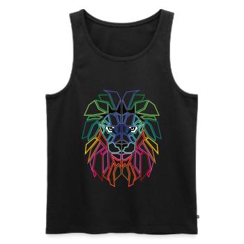 Lion Lion's Head Polygon - Men's Premium Organic Tank Top - black - Front - AI Model Male 178 light (178cm)