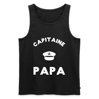 Capitaine Papa Fetes Des Pères Papa Marin Bateau - Débardeur bio Premium Homme - noir - Devant - AI Model Male 178 light (178cm)