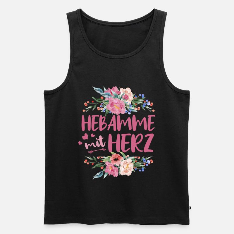 Hebamme mit Herz - Männer Premium Bio Tank Top - Schwarz