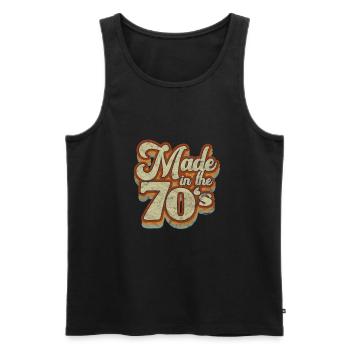 70s - Men's Premium Organic Tank Top - black - Front - AI Model Male 178 light (178cm)