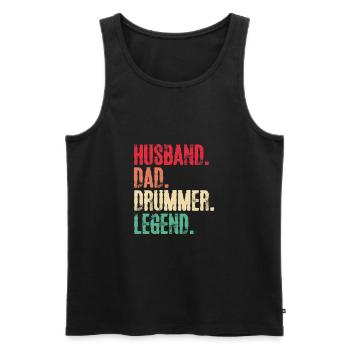 Batterie Père Mari Drummer Fête des Pères Cadeau - Débardeur bio Premium Homme - noir - Devant - Michal (187cm)