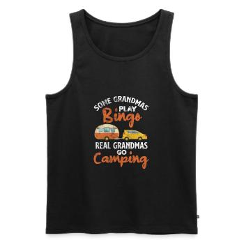 Camping grandma - Men's Premium Organic Tank Top - black - Front - Michal (187cm)