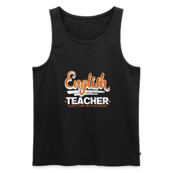 Professeur d’anglais - Débardeur bio Premium Homme - noir - Devant - AI Model Male 178 light (178cm)