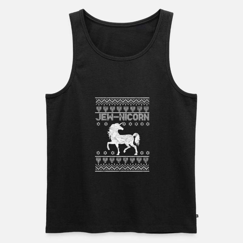 Hanukkah Einhorn - Männer Premium Bio Tank Top - Schwarz