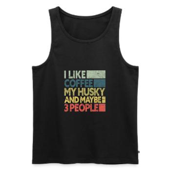 Husky Kaffee - Männer Premium Bio Tank Top - Schwarz - Vorne - Michal (187cm)