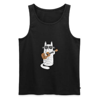 Ukulele Katze - Männer Premium Bio Tank Top - Schwarz - Vorne - AI Model Male 178 light (178cm)