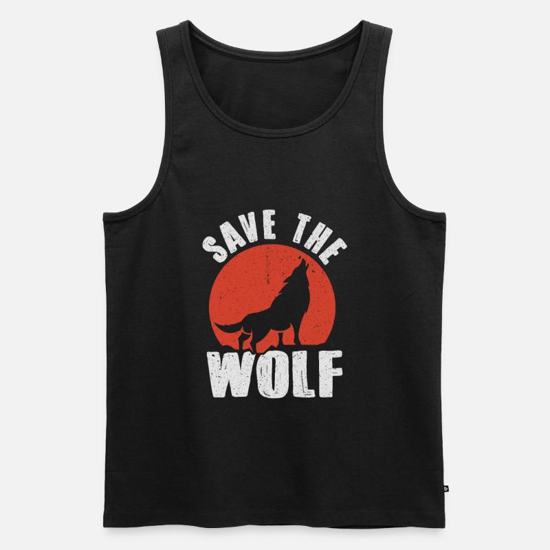 Wolf - Männer Premium Bio Tank Top - Schwarz